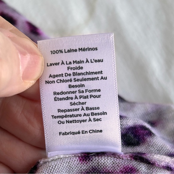 Talbot's Animal Leopard Print Merino Wool Puff Sleeves Knit Sweater - Picture 9 of 13